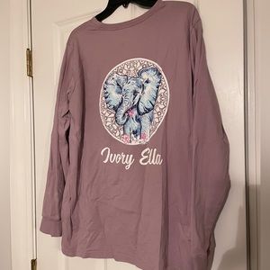 Ivory Ella Lilac Purple Long Sleeve Top, Size: XL